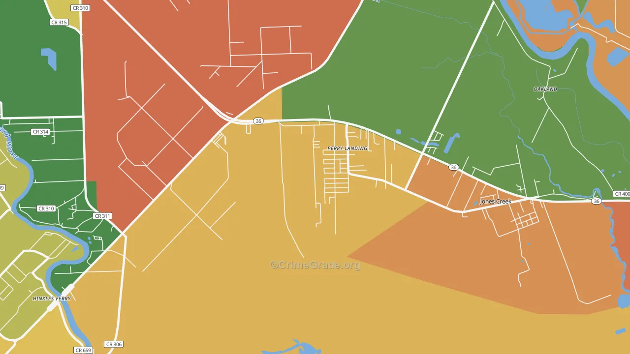 Perry Landing, TX Map of Assault Rates