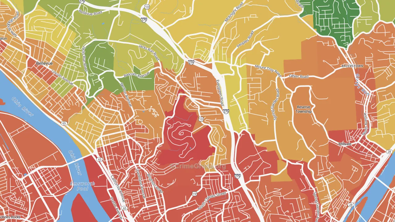 Perry North, Pittsburgh, PA Map of Assault Rates