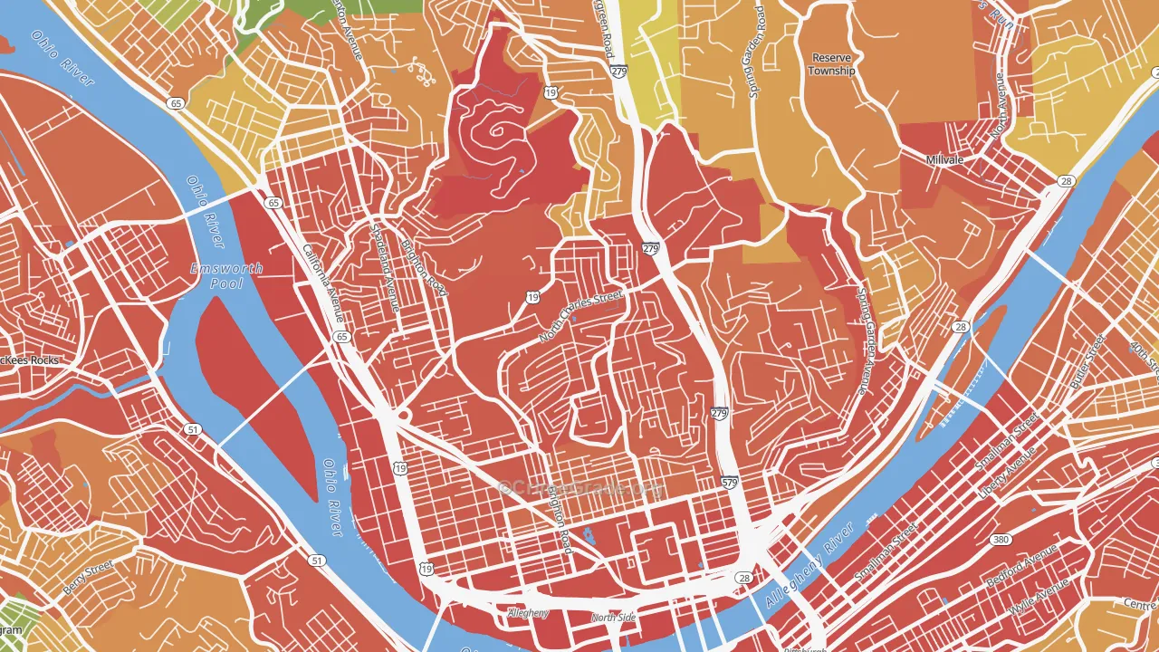 Perry South, Pittsburgh, PA Map of Assault Rates