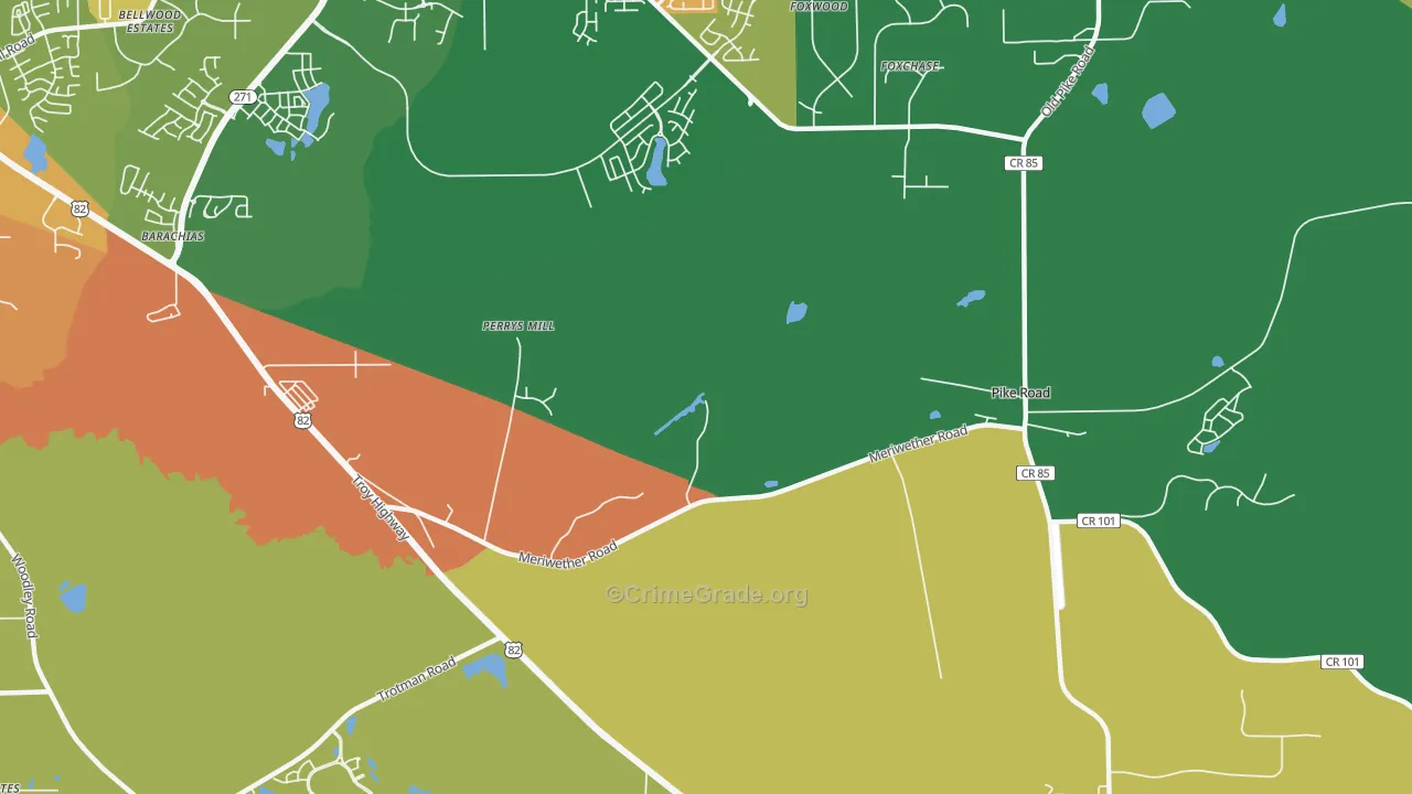 Perrys Mill, AL Map of Assault Rates