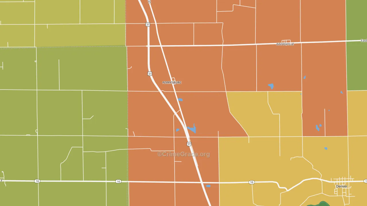Perrysburg, IN Map of Assault Rates