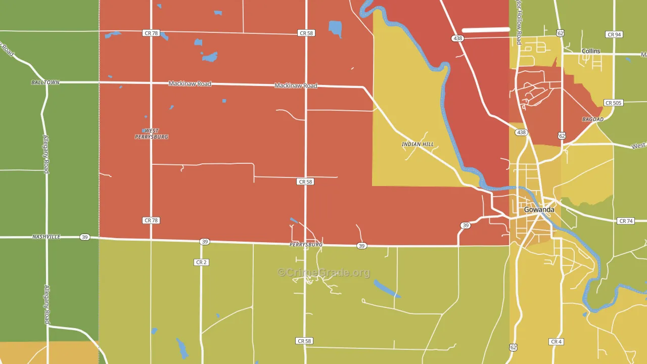 Perrysburg, NY Map of Assault Rates