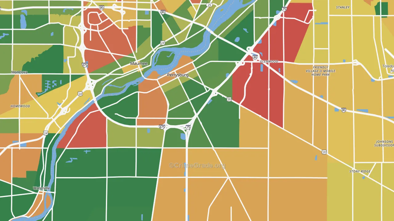 Perrysburg, OH Map of Assault Rates