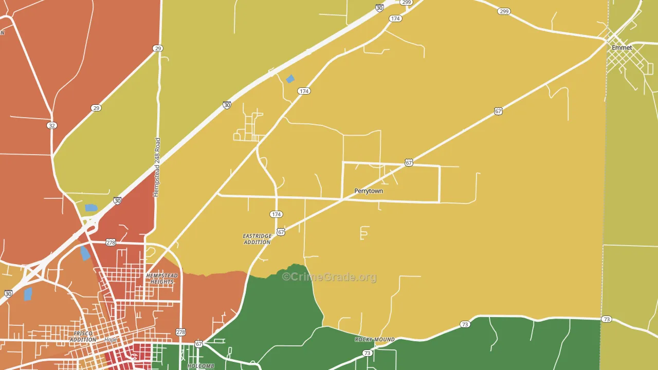 Perrytown, AR Map of Assault Rates
