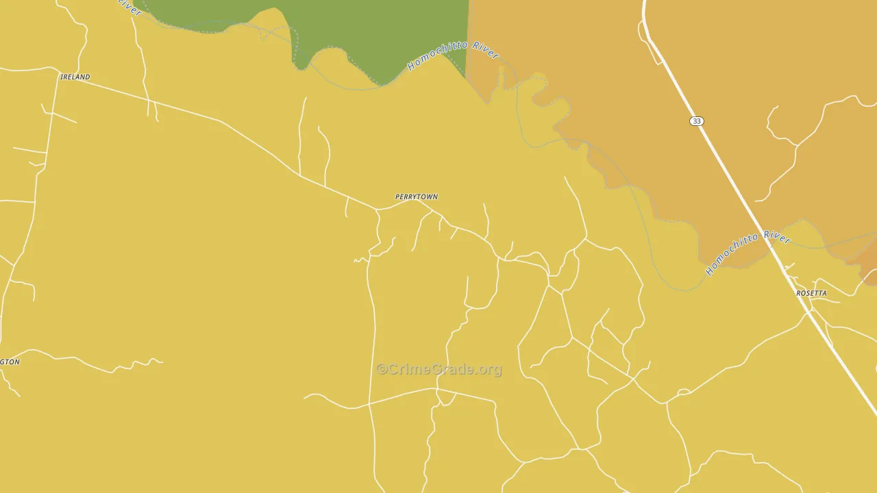 Perrytown, MS Map of Assault Rates
