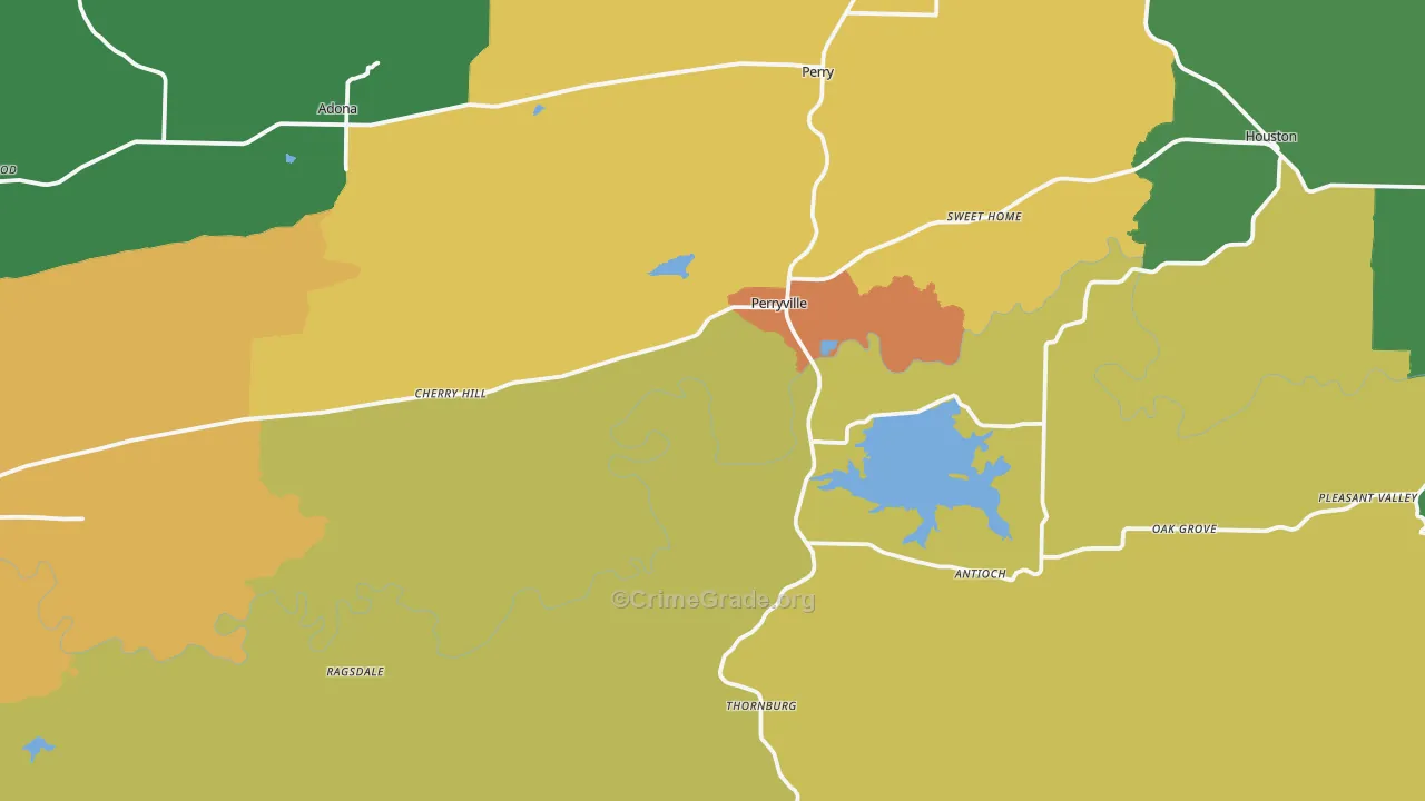 Perryville, AR Map of Assault Rates