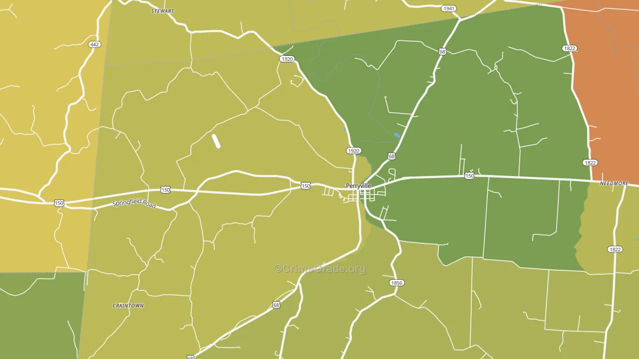 Perryville, KY Map of Assault Rates