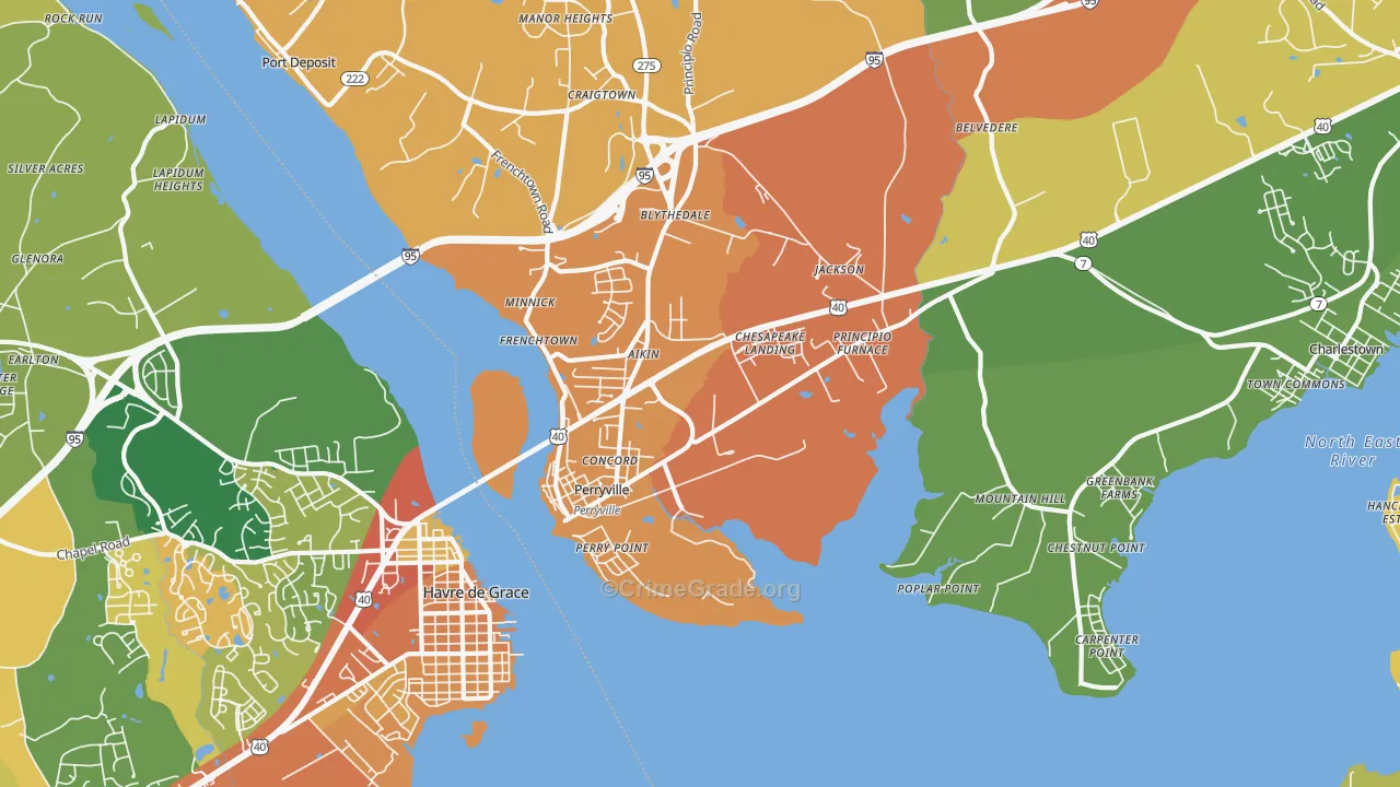Perryville, MD Map of Assault Rates