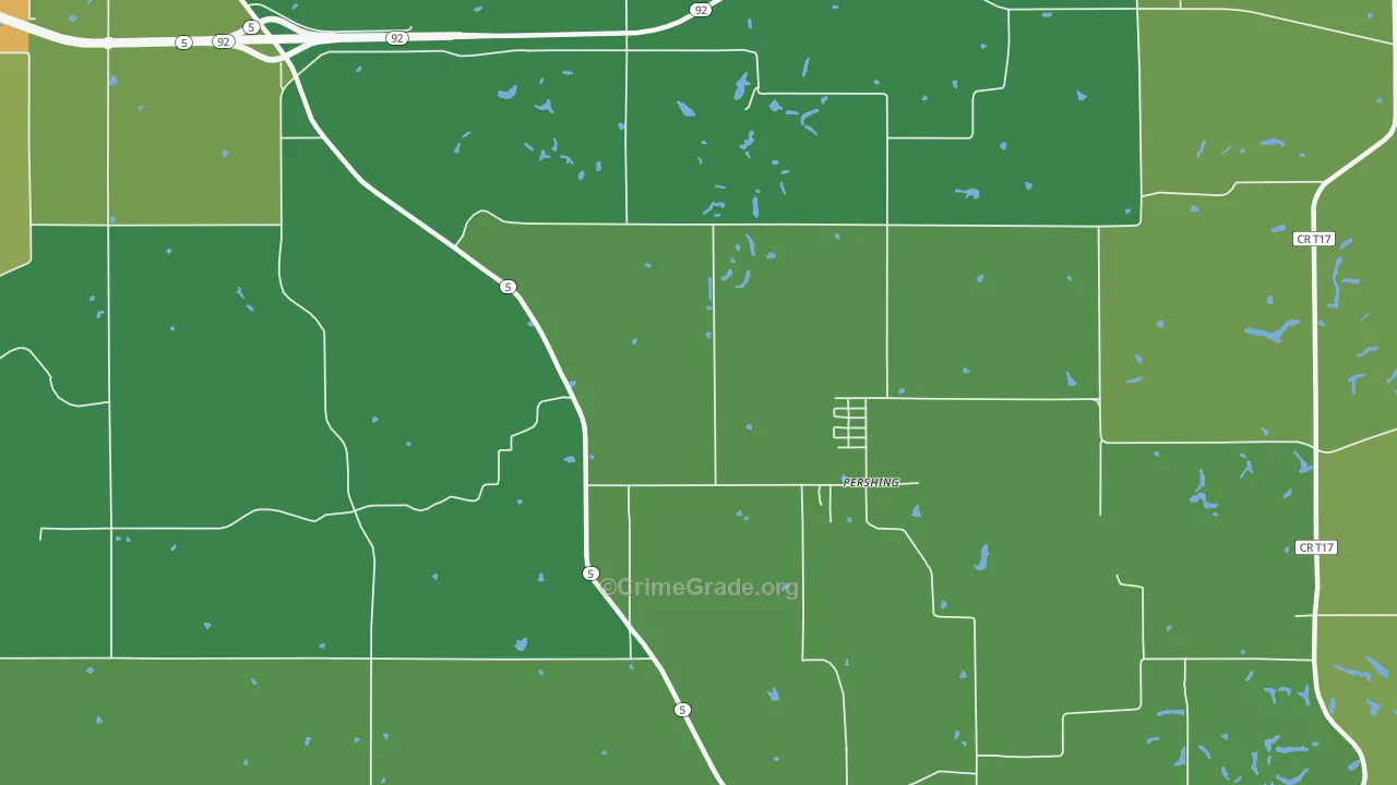 Pershing, IA Map of Assault Rates