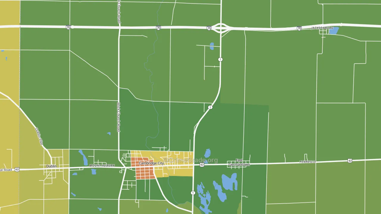 Pershing, IN Map of Assault Rates