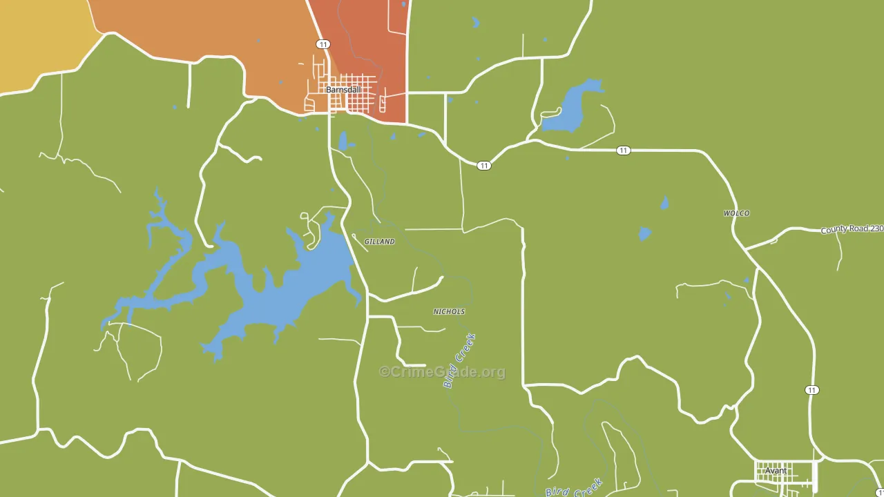 Pershing, OK Map of Assault Rates