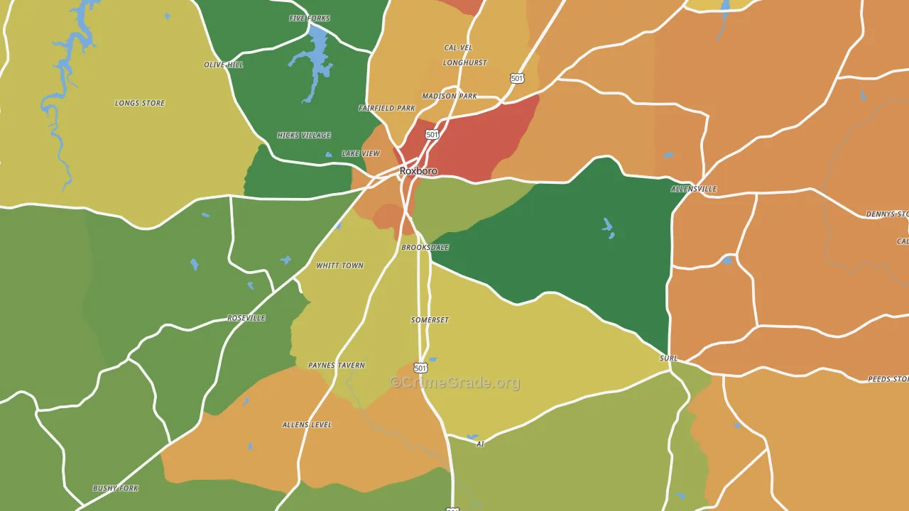 Person County, NC Map of Assault Rates