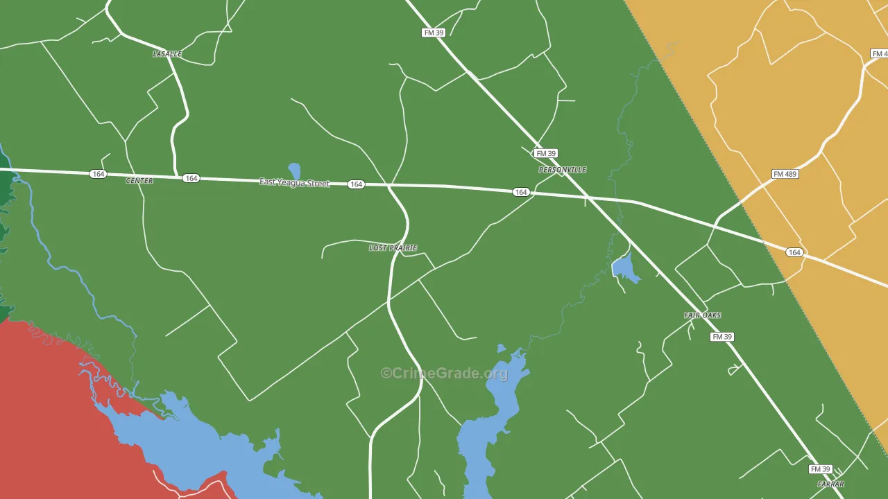Personville, TX Map of Assault Rates