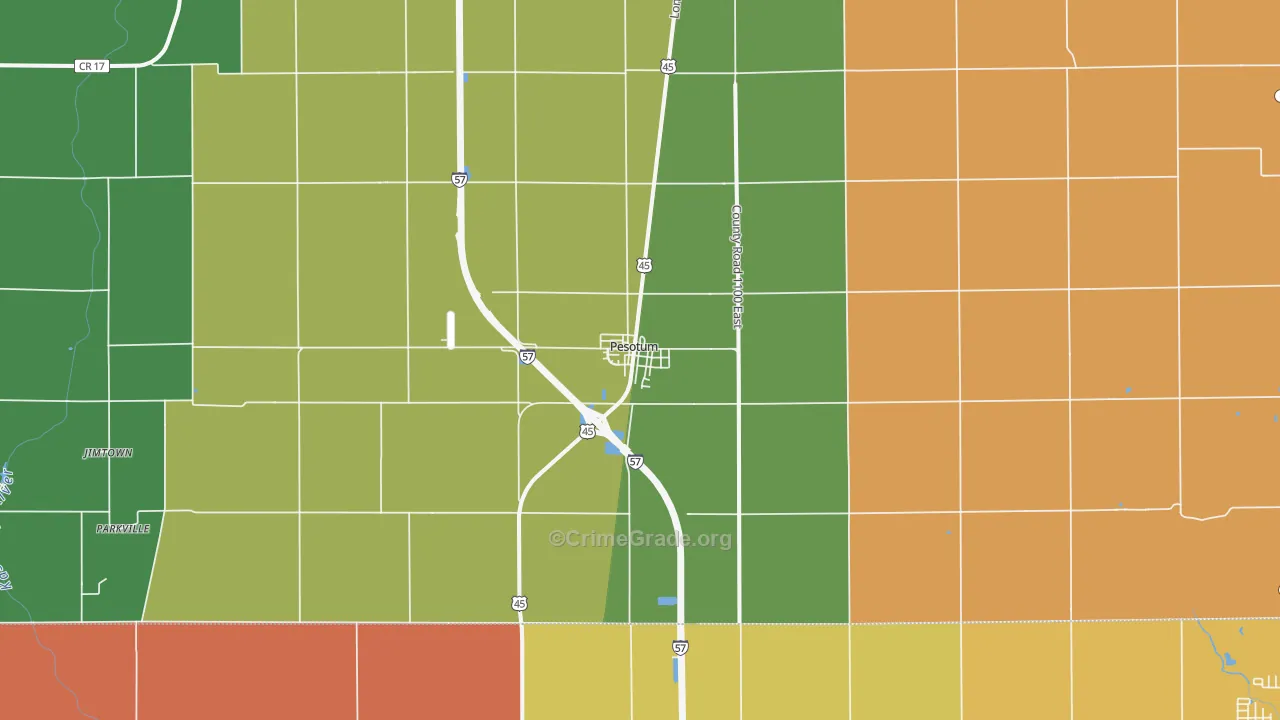 Pesotum, IL Map of Assault Rates