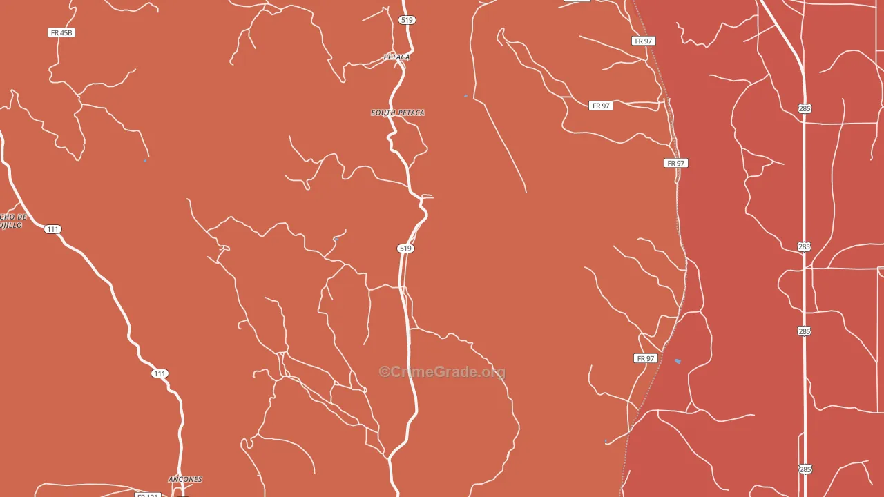 Petaca, NM Map of Assault Rates