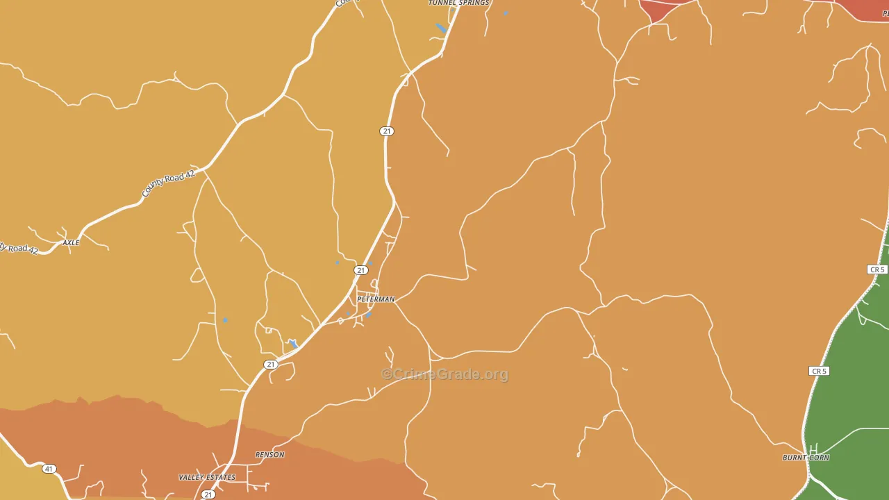 Peterman, AL Map of Assault Rates