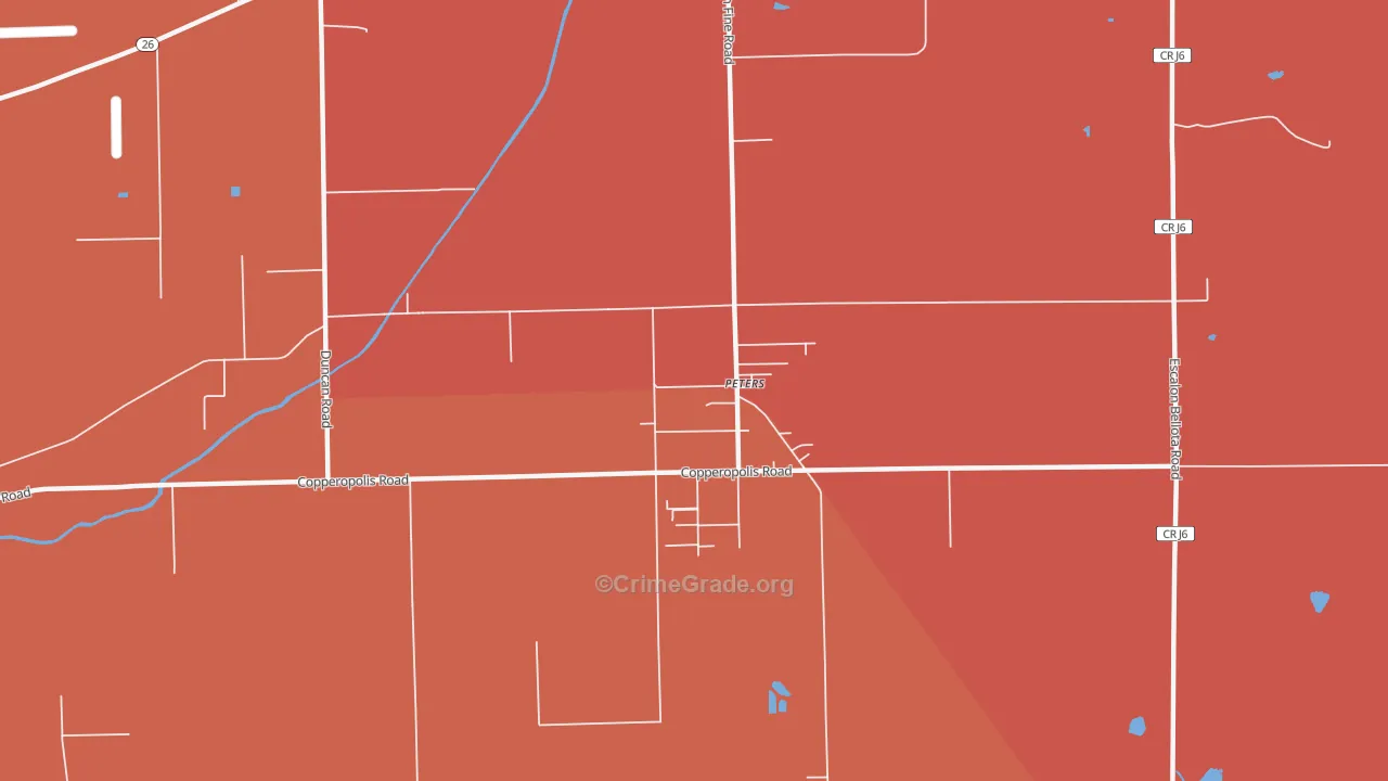 Peters, CA Map of Assault Rates