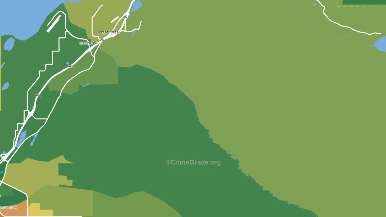Peters Creek, AK Map of Assault Rates