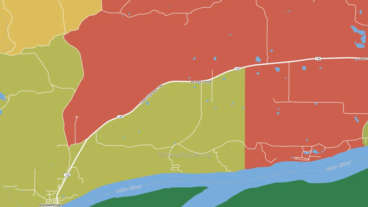 Peters Creek, IL Map of Assault Rates
