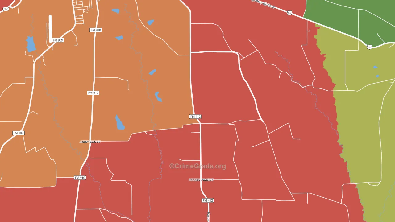 Peters Prairie, TX Map of Assault Rates