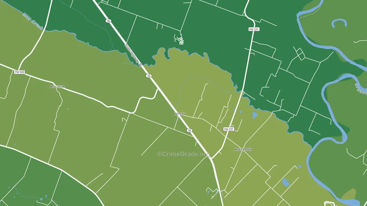 Peters, TX Map of Assault Rates