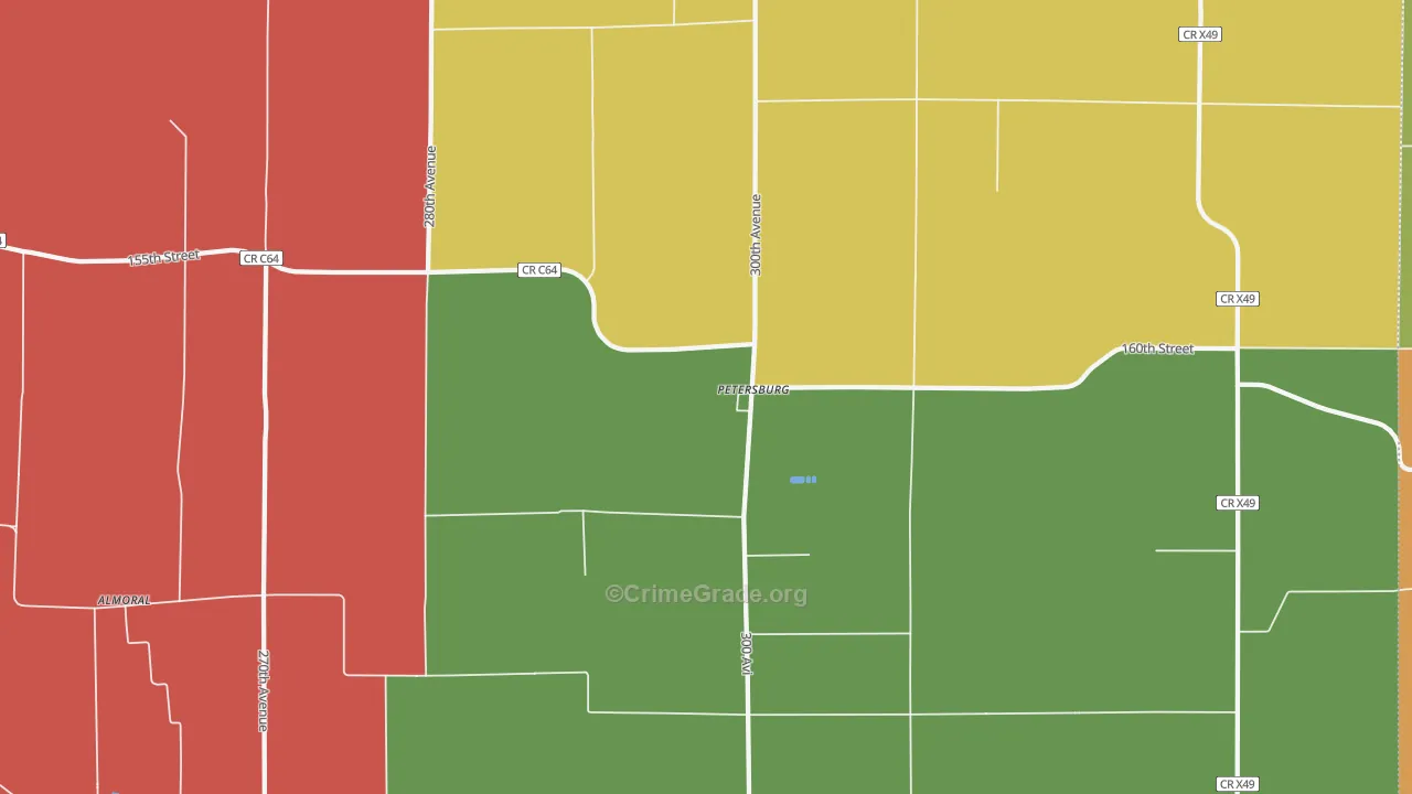Petersburg, IA Map of Assault Rates