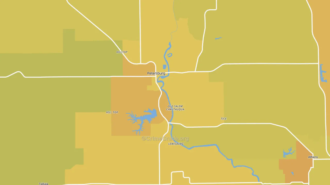 Petersburg, IL Map of Assault Rates