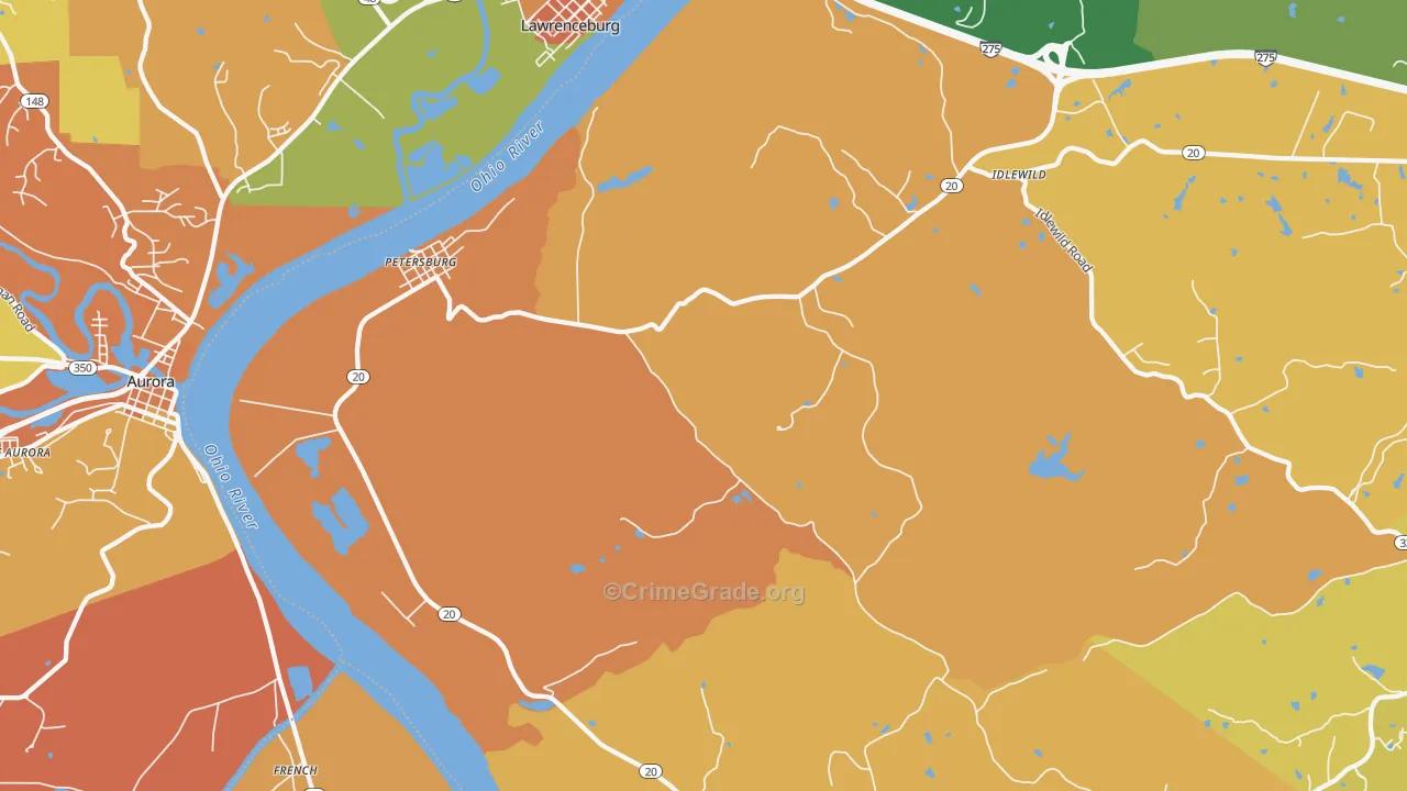 Petersburg, KY Map of Assault Rates
