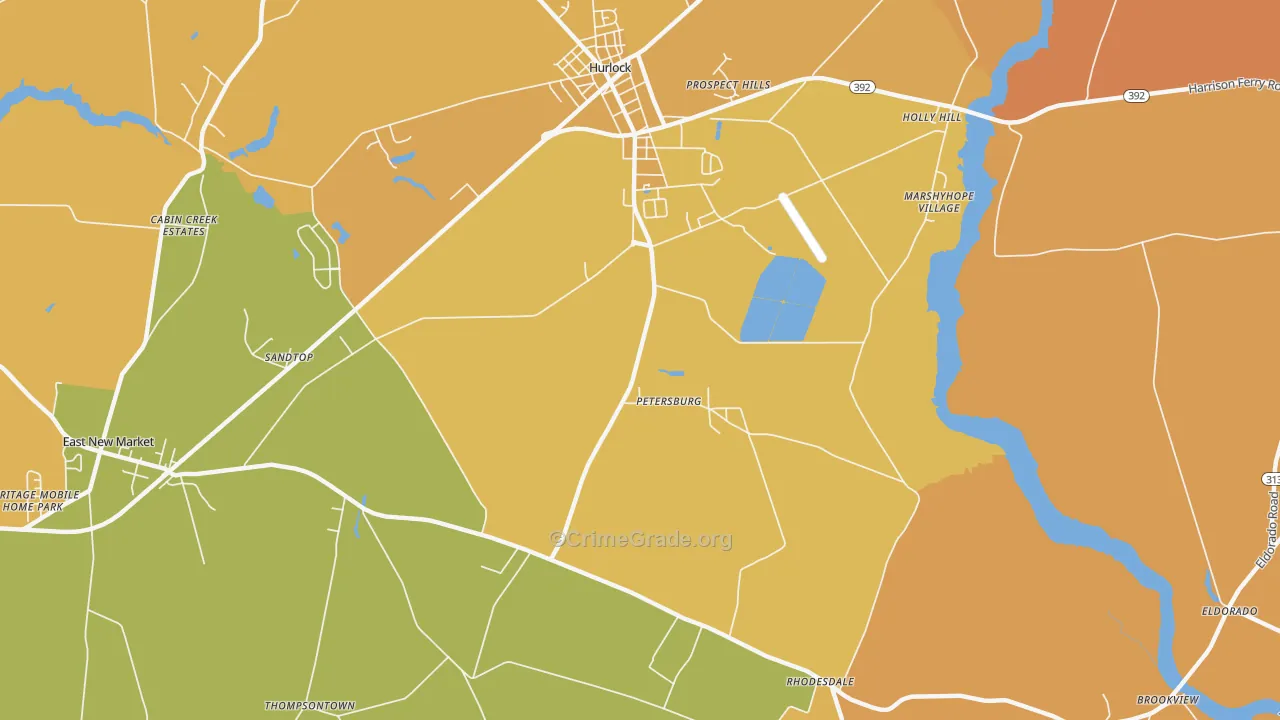 Petersburg, MD Map of Assault Rates