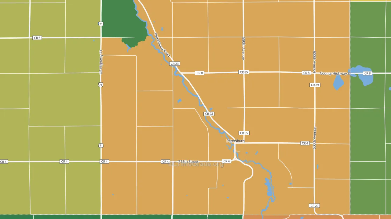 Petersburg, MN Map of Assault Rates