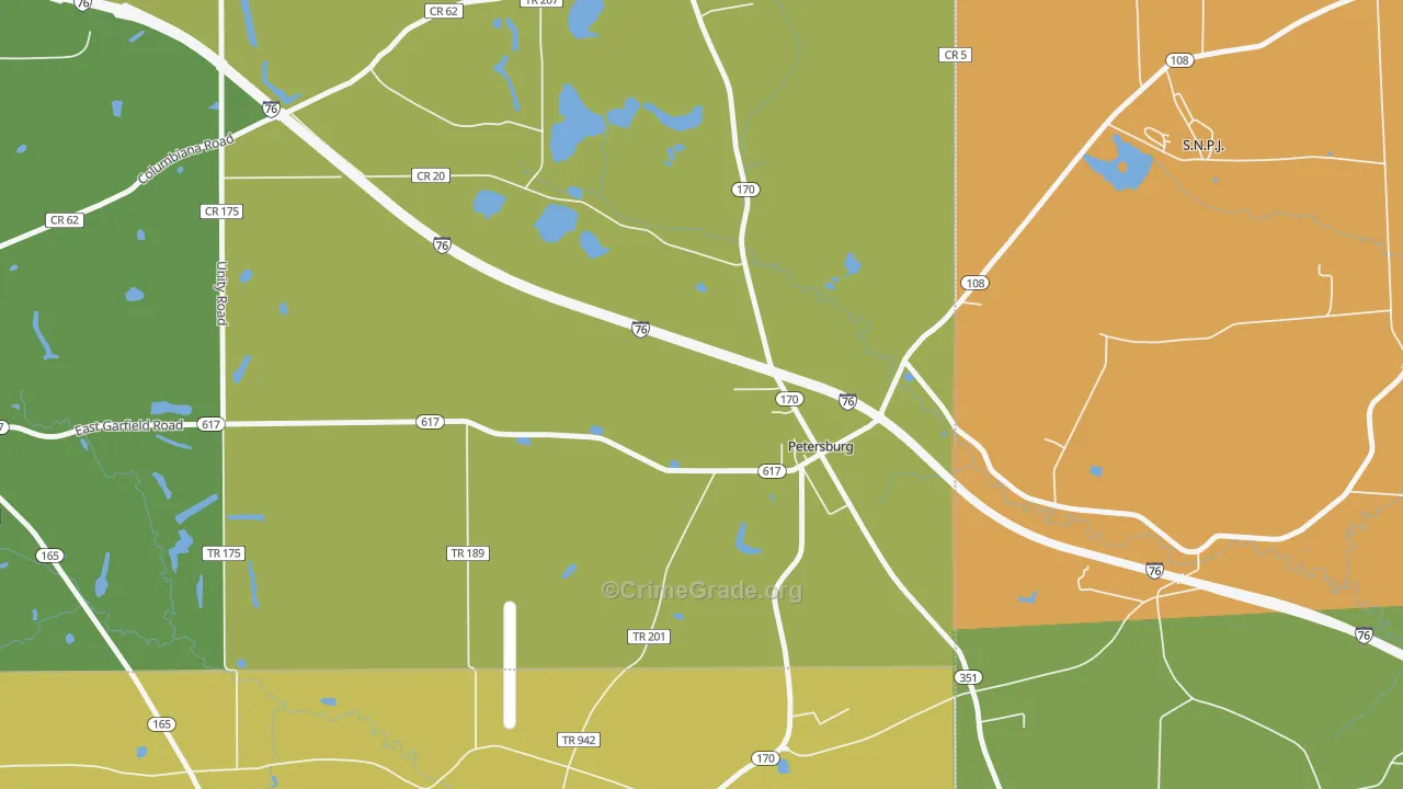 Petersburg, OH Map of Assault Rates