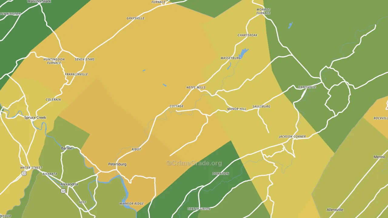 Petersburg, PA Map of Assault Rates