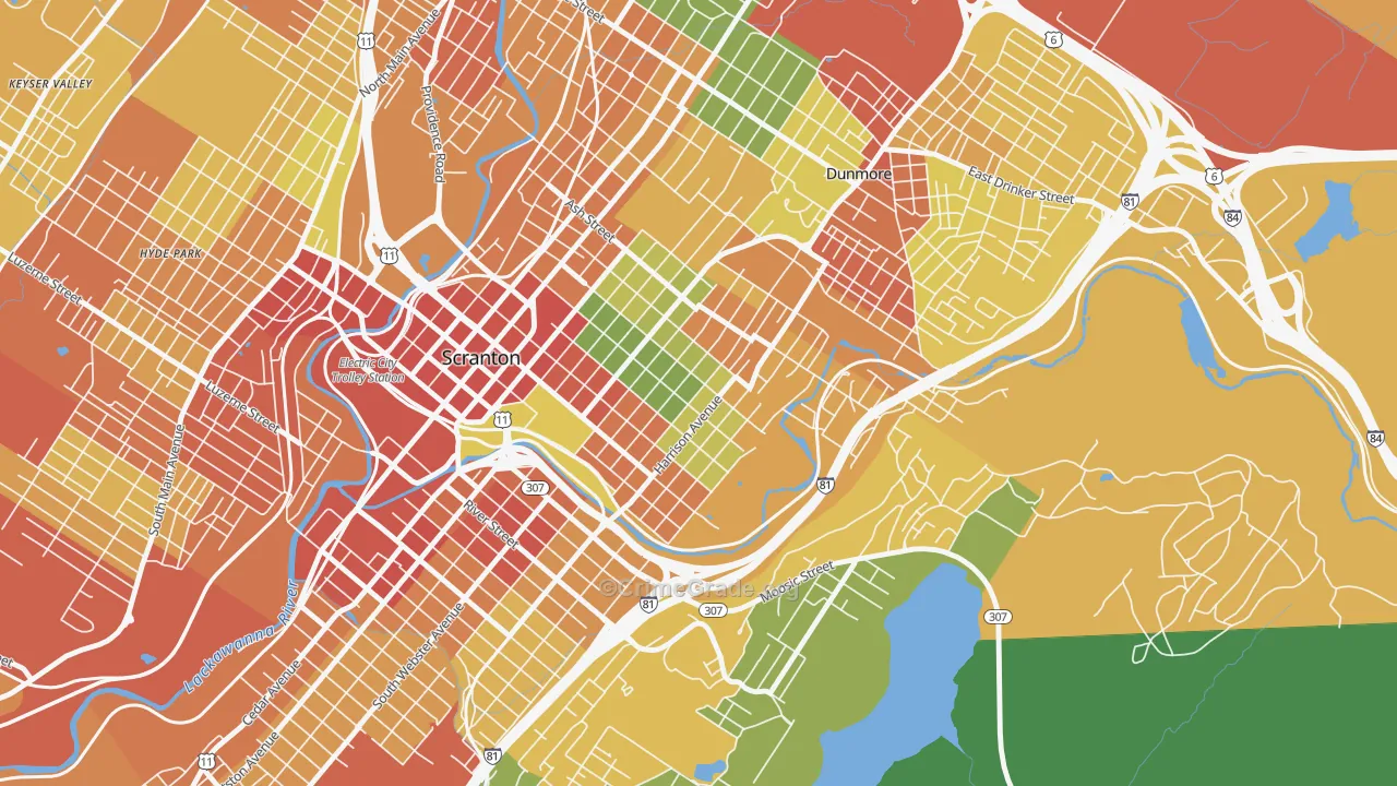 Petersburg, Scranton, PA Map of Assault Rates