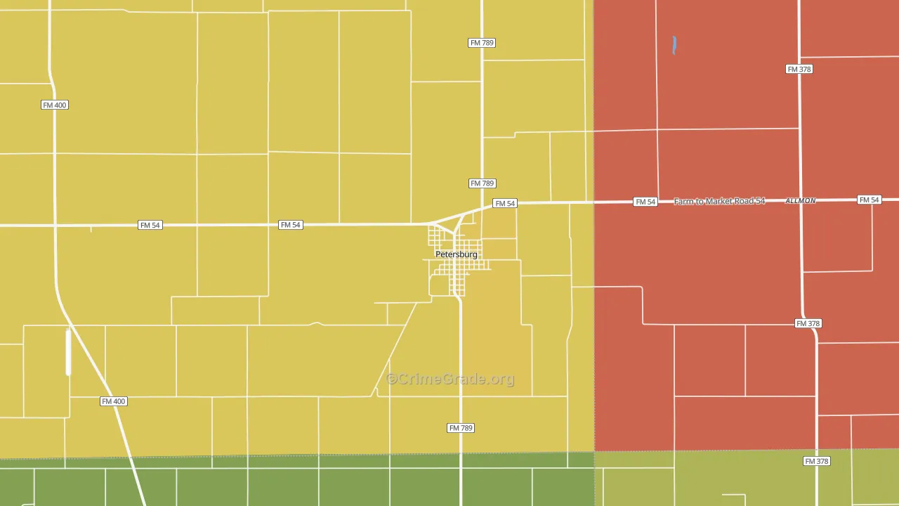 Petersburg, TX Map of Assault Rates