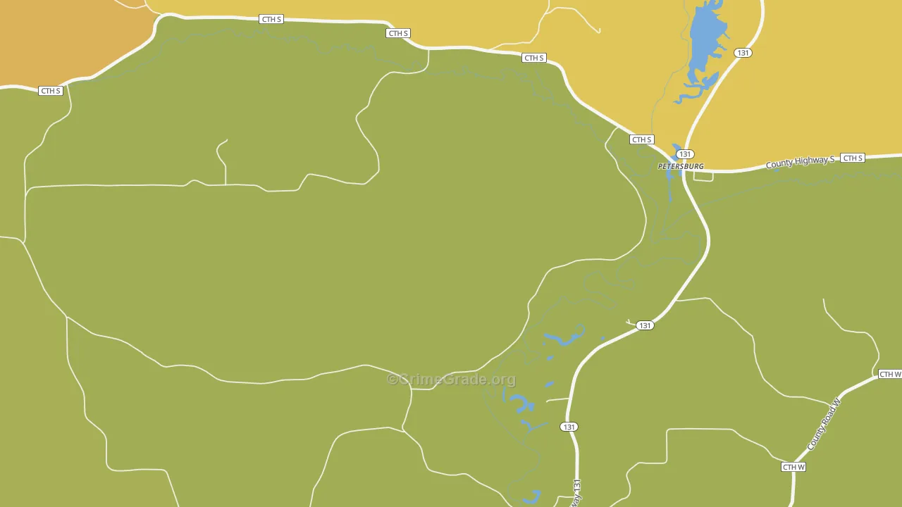 Petersburg, WI Map of Assault Rates