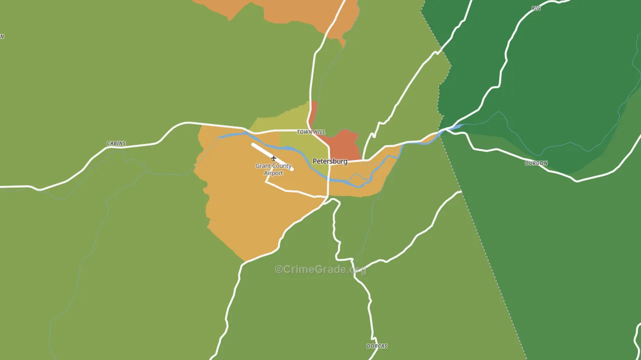 Petersburg, WV Map of Assault Rates