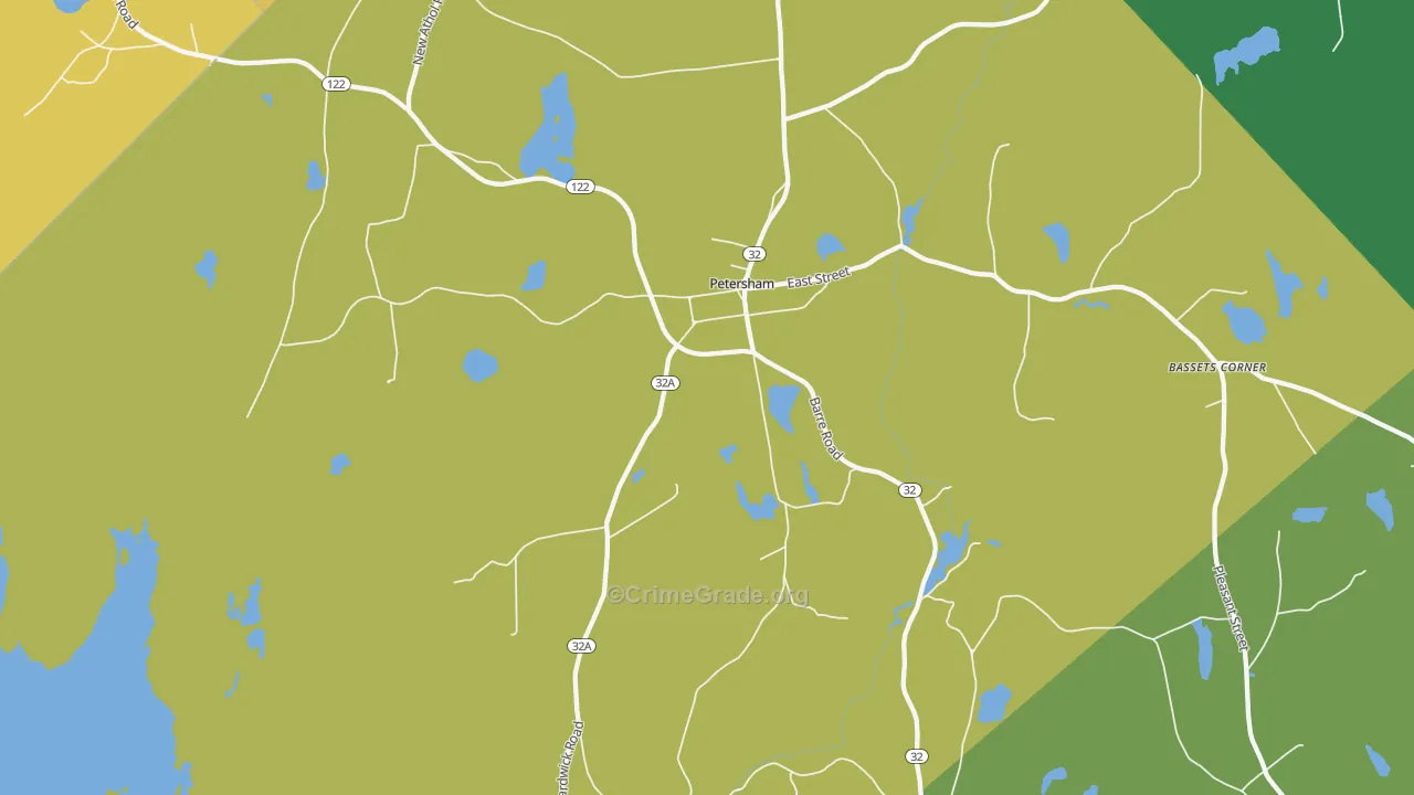 Petersham, MA Map of Assault Rates