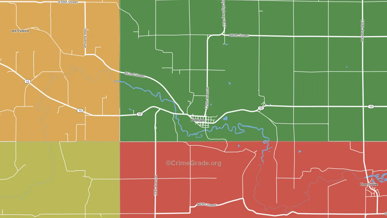 Peterson, IA Map of Assault Rates