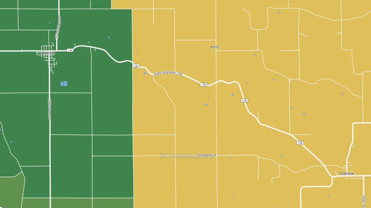 Petersville, IA Map of Assault Rates