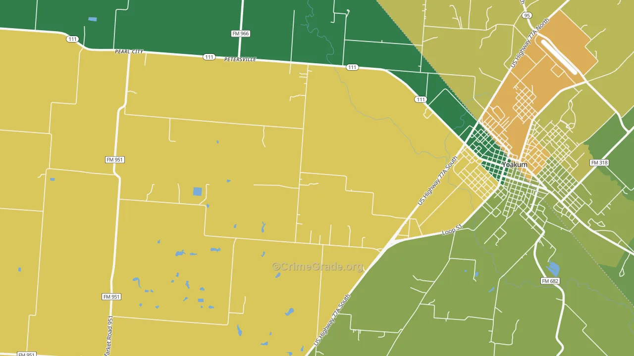 Petersville, TX Map of Assault Rates