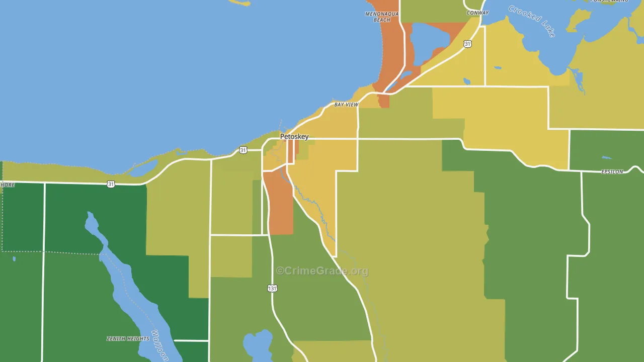 Petoskey, MI Map of Assault Rates