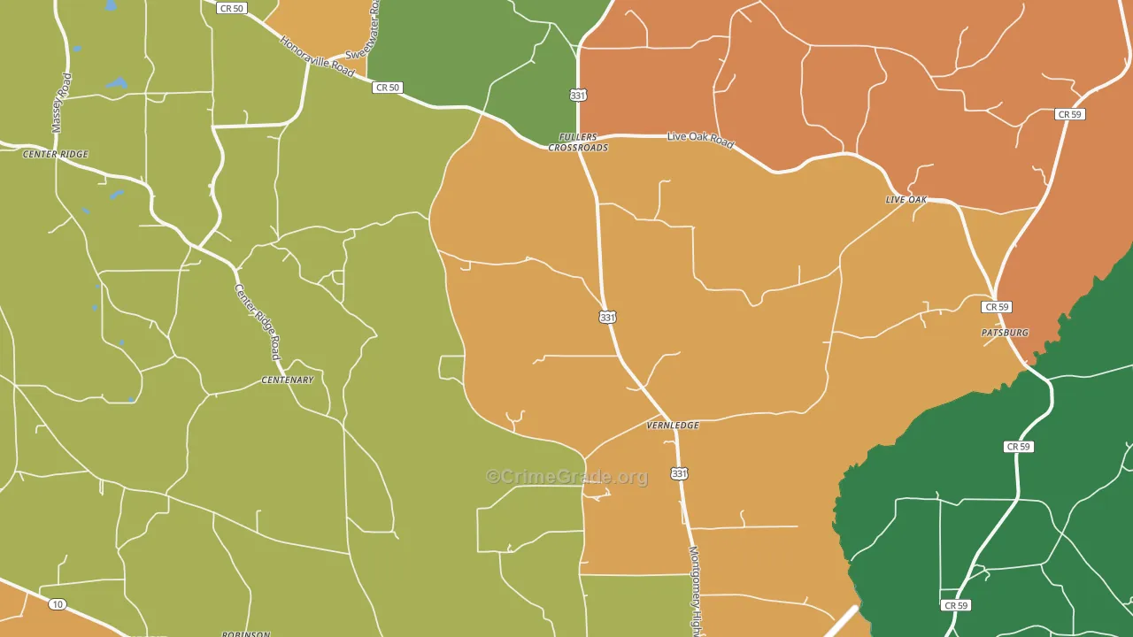 Petrey, AL Map of Assault Rates