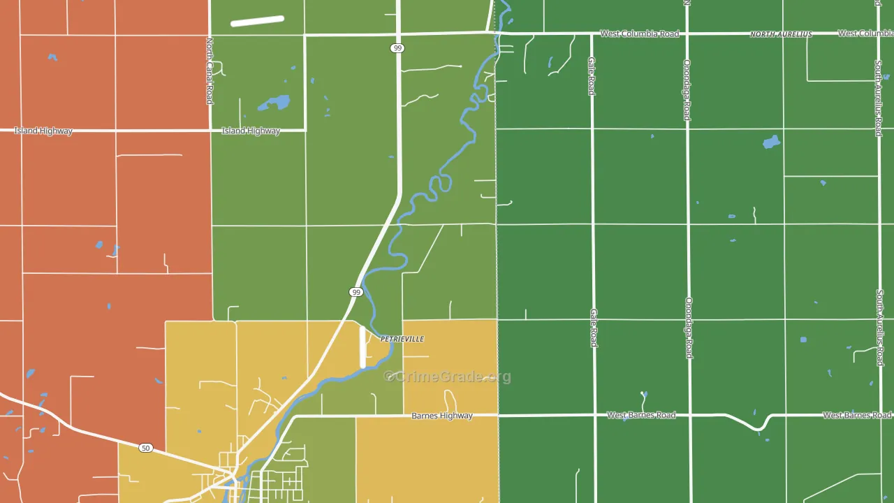 Petrieville, MI Map of Assault Rates