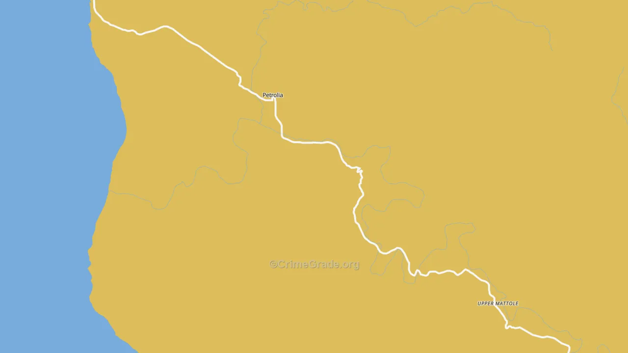 Petrolia, CA Map of Assault Rates