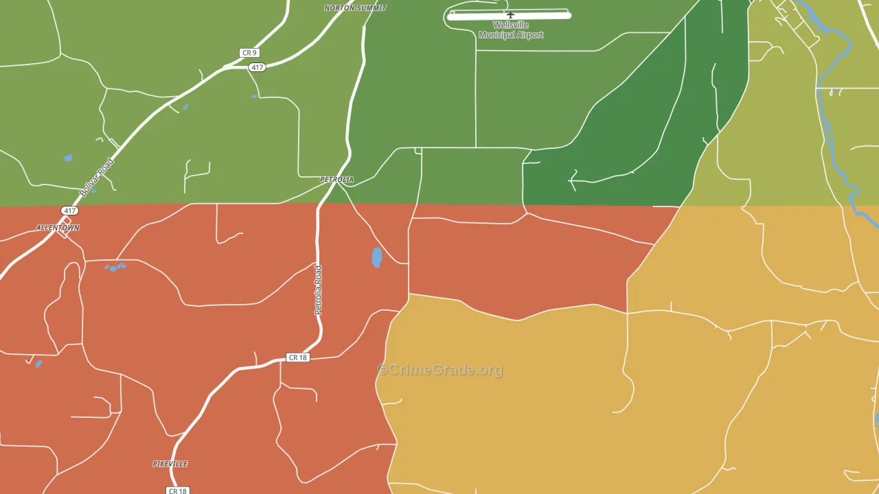 Petrolia, NY Map of Assault Rates