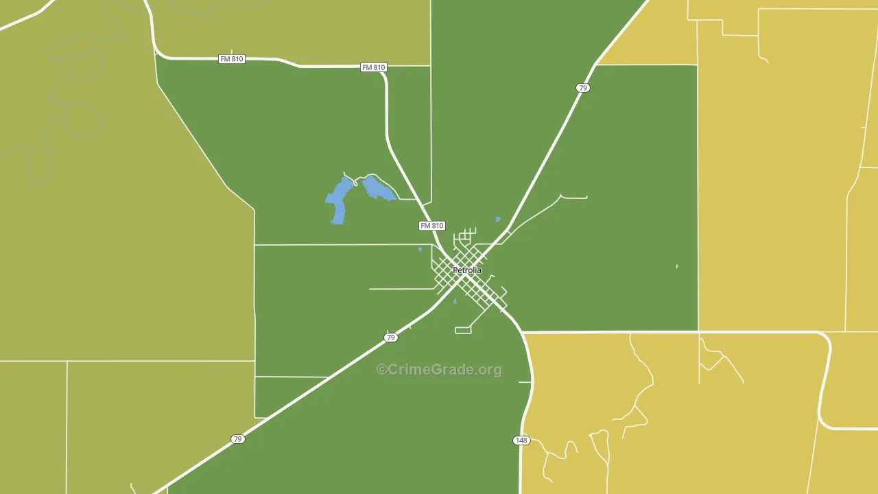 Petrolia, TX Map of Assault Rates