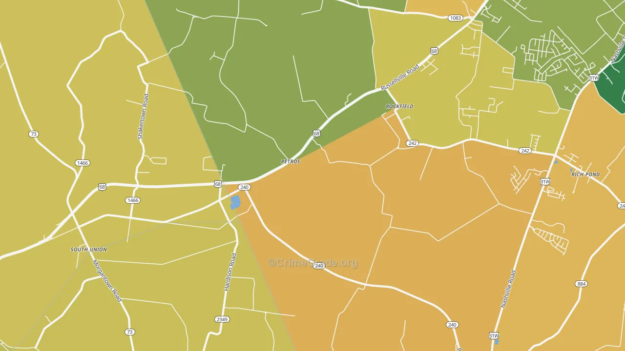 Petros, KY Map of Assault Rates