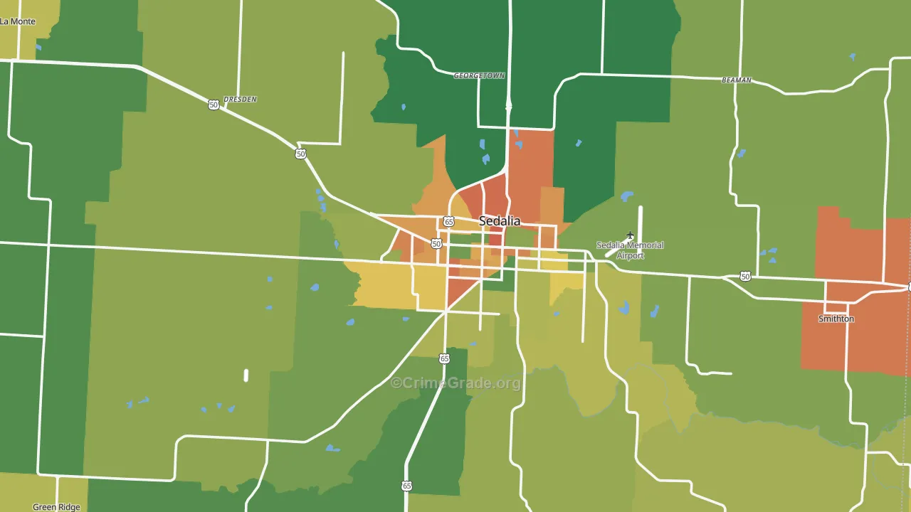 Pettis County, MO Map of Assault Rates