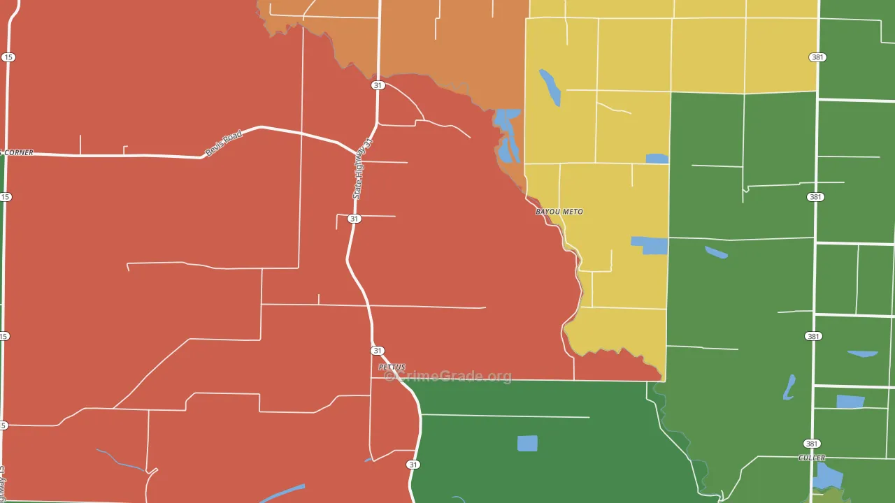 Pettus, AR Map of Assault Rates