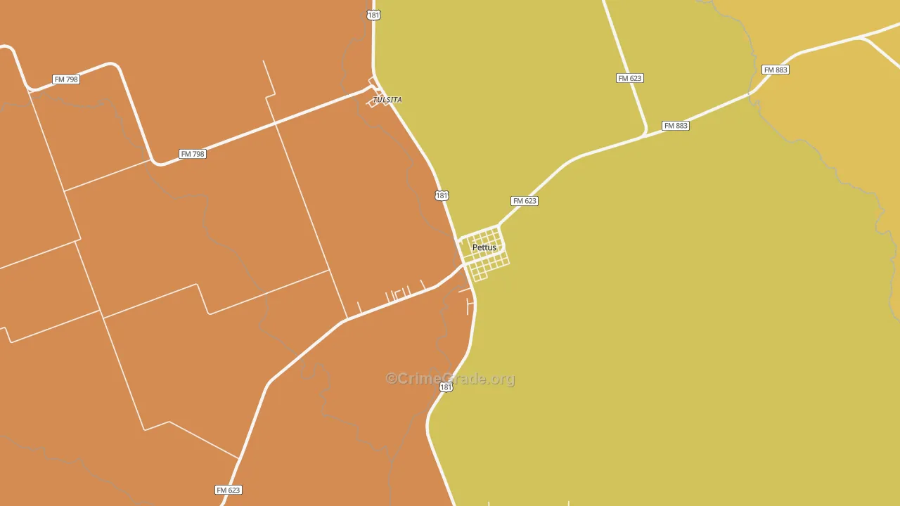 Pettus, TX Map of Assault Rates